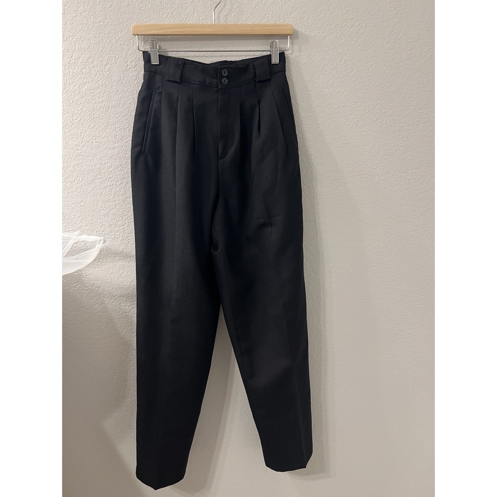VTG Giorgio‎ Sant Angelo Wool Pleated High Waist Pants Petite 6 Black Lined